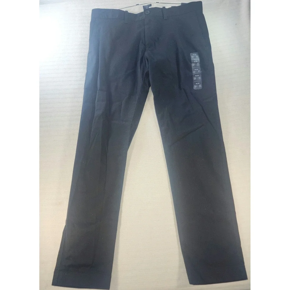 J.Crew Flex Slim Fit Chino Pants Mens 34x32 Black H3167 Cotton Stretch Trousers